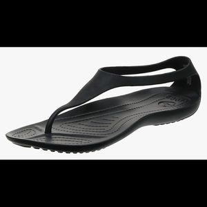 Black croc sandals